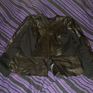 Faux leather peplum jacket